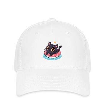 Chat kawaii sur boué rose - Casquette Flexfit - blanc - Devant