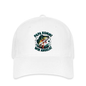 Papa Komm Wir Angeln Fischmotiv - Flexfit Cap - Weiß - Vorne