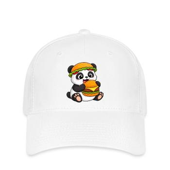 Süßer Panda Cartoon Burger Fast Food Essen - Flexfit Cap - Weiß - Vorne