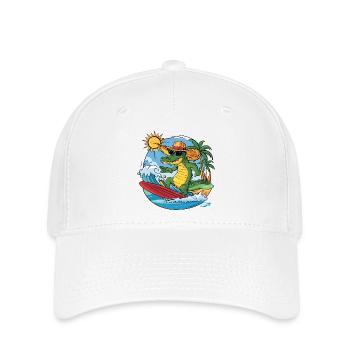 Funny cool alligator surfs - Flexfit Cap - white - Front