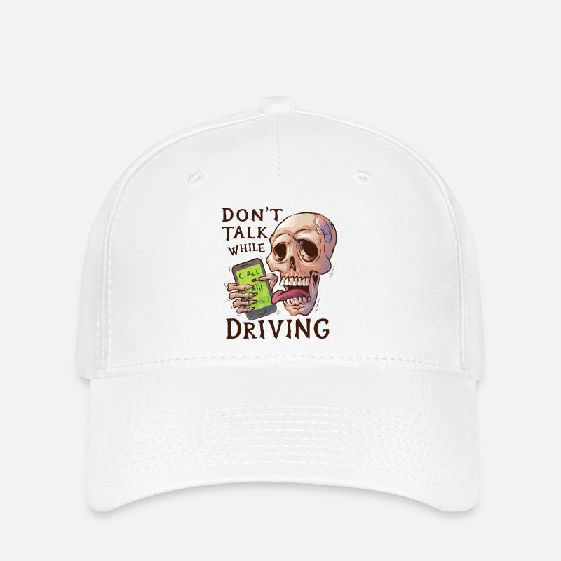 Totenkopf mit klingelndem Handy - Flexfit Cap - Weiß