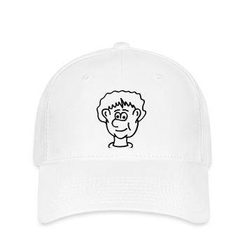 Cooler Comic-Kopf - Flexfit Cap - Weiß - Vorne
