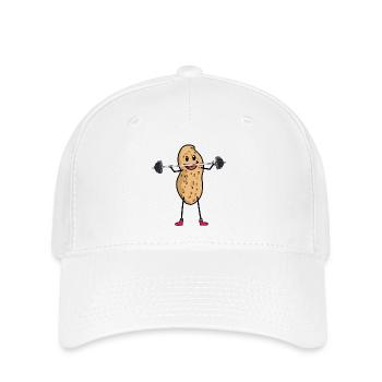 Erdnuss Sportler Hantel Bodybuilder Sport - Flexfit Cap - Weiß - Vorne