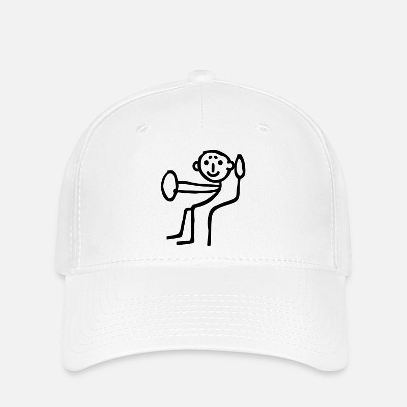 Strichmännchen Auto fahren - Flexfit Cap - Weiß