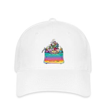 kunterbunte antike Schreibmaschine mit Buchstaben - Flexfit Cap - Weiß - Vorne