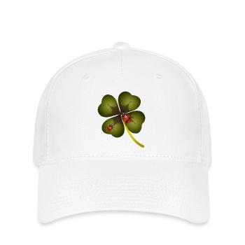 A four-leaf clover with two ladybugs - Flexfit Cap - white - Front