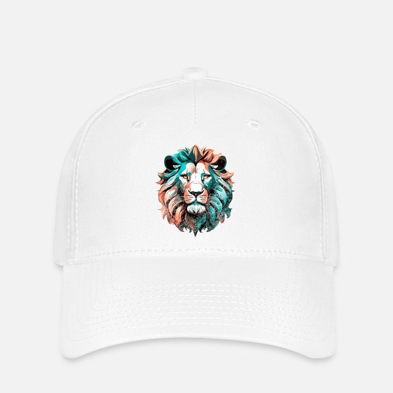 Retro-Löwe: Vintage Eleganz & Farbenpracht - Flexfit Cap - Weiß