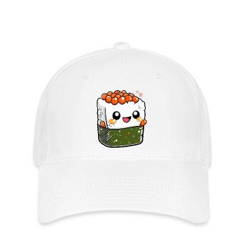 Rouleau de sushi mignon avec un visage souriant, - Casquette Flexfit - blanc - Devant