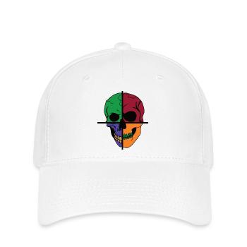 Four Divided Skeletal Skulls - Flexfit Cap - white - Front