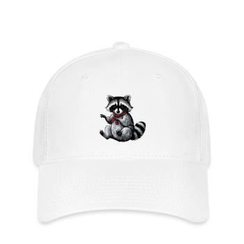 Raccoon embroidered thread - Flexfit Cap - white - Front