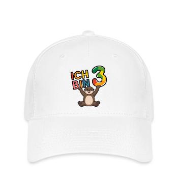 Ich bin 3 Jahre dritter Geburtstag - Flexfit Cap - Weiß - Vorne