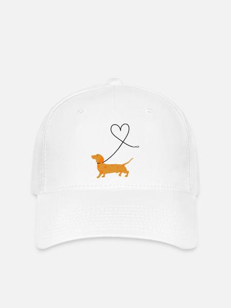 Dackel mit Herzballon - Flexfit Cap - Weiß