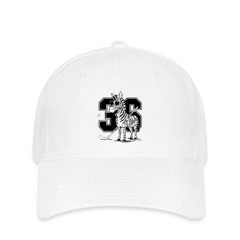 Cooles Zebra mit Sonnenbrille und Sport-Design - Flexfit Cap - Weiß - Vorne