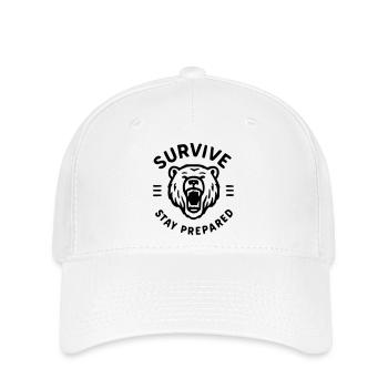 Überleben - Bär - Flexfit Cap - Weiß - Vorne