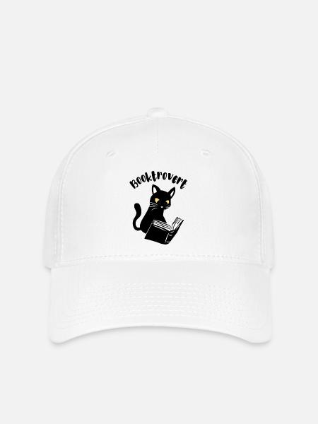 Booktrovert Katze mit Buch - Flexfit Cap - Weiß
