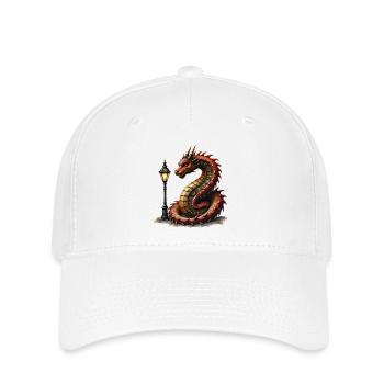 Dragon Steampunk avec lanterne - Casquette Flexfit - blanc - Devant