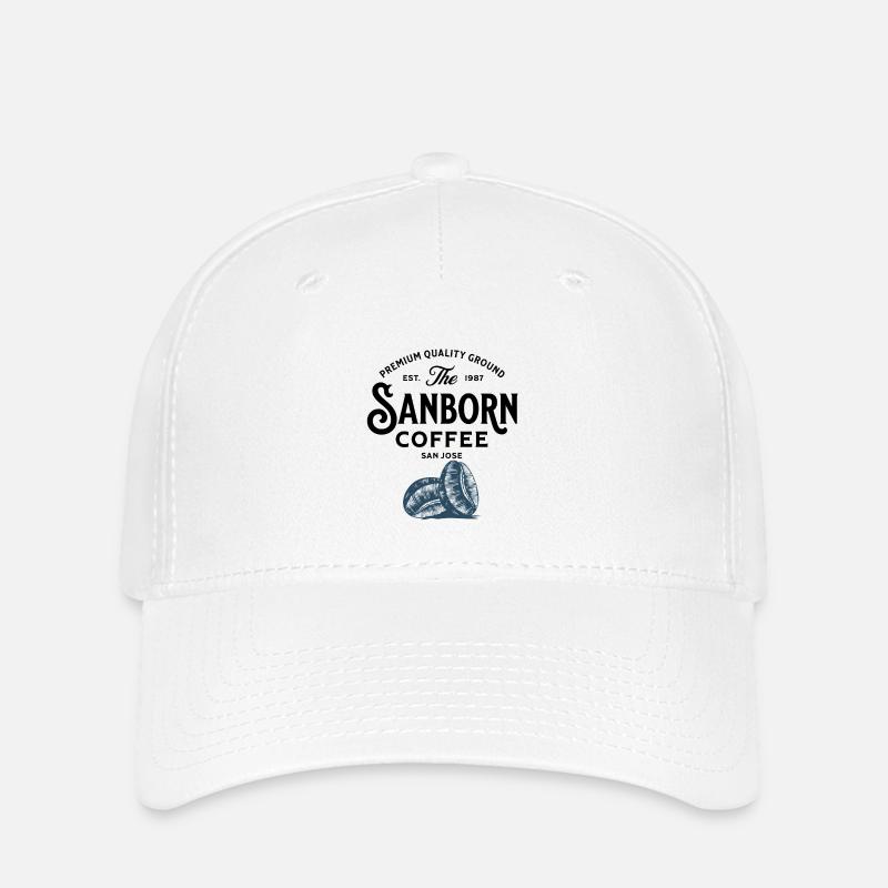Blue Coffee Beans Illustration - Flexfit Cap - white