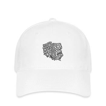 Karte Polen Floral Mandala - Warschau Krakau - Flexfit Cap - Weiß - Vorne