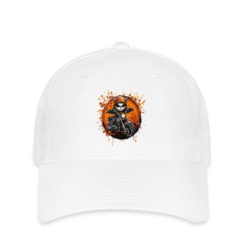 Skelett-Biker im Halloween-Rausch - Flexfit Cap - Weiß - Vorne