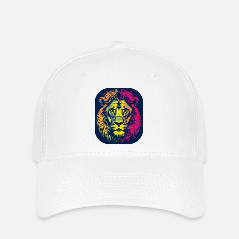Pop Art en forme de tête de lion néon - Casquette Flexfit - blanc