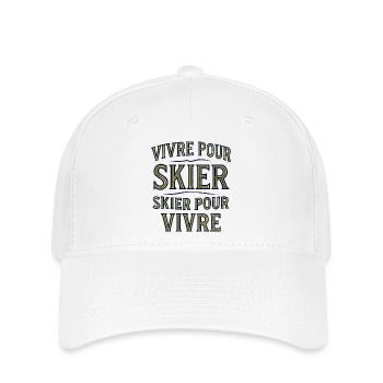 Vivre pour skier, skier pour vivre - Casquette Flexfit - blanc - Devant