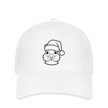 Niedliches Tiergesicht mit Weihnachtsmütze  - Flexfit Cap - Weiß - Vorne