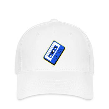 Blaue Kassetten-Retro-Illustration - Flexfit Cap - Weiß - Vorne
