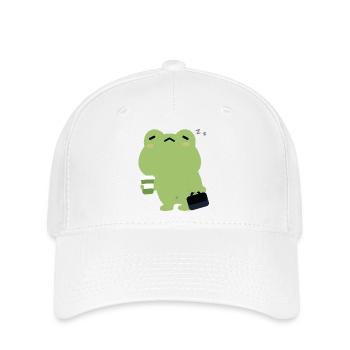 Tired Frog with Coffee and Briefcase - Flexfit Cap - white - Front