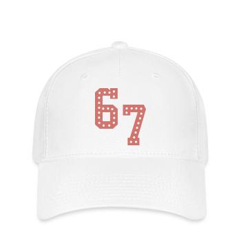 6 7 – Trendy minimalist text design, - Flexfit Cap - white - Front