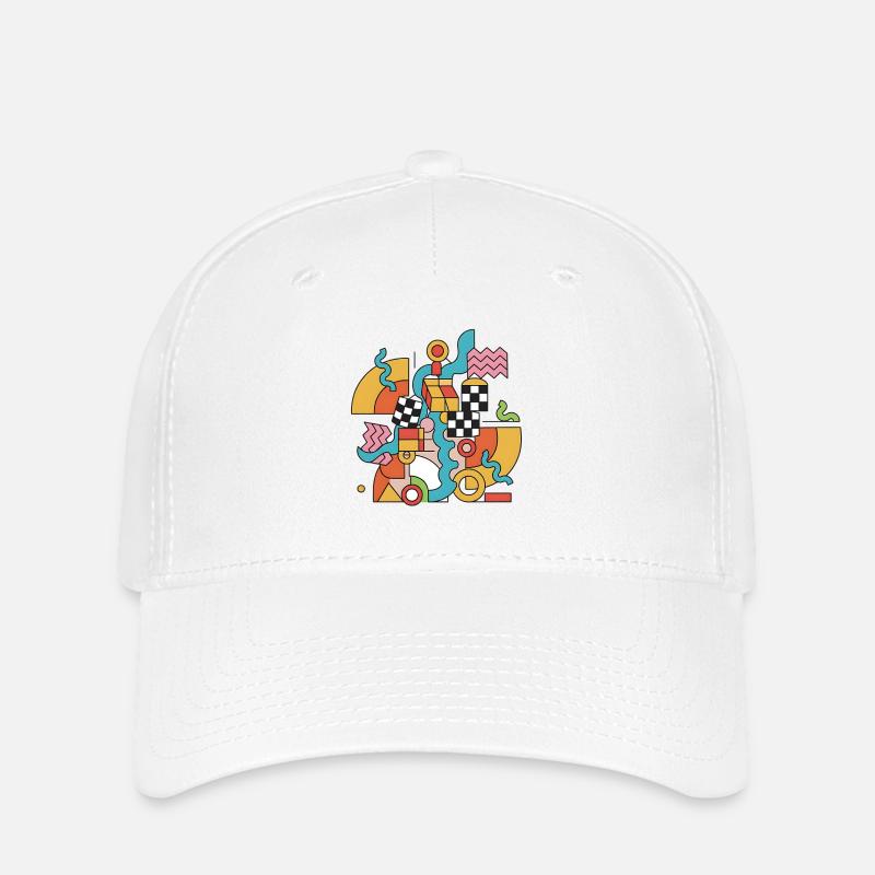 Géométrie colorée dans un style abstrait Pop Art années 90 - Casquette Flexfit - blanc