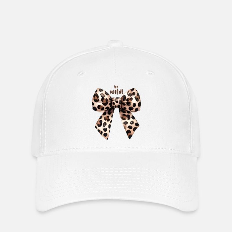 Be Wild Leoparden-Schleife - Flexfit Cap - Weiß