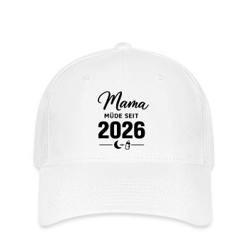 Mama müde seit 2026 Spruch für werdende Mamas - Flexfit Cap - Weiß - Vorne