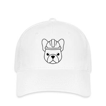 Frenchie Construction Helmet Head Outline - Flexfit Cap - white - Front