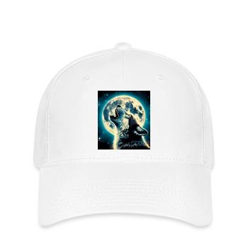 Wolf heult zum Vollmond - Flexfit Cap - Weiß - Vorne