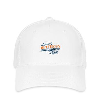 life is better on a boat - Flexfit Cap - white - Front