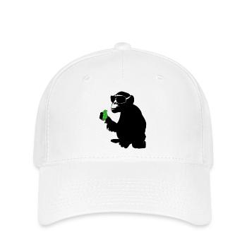 singe avec grenade - Casquette Flexfit - blanc - Devant