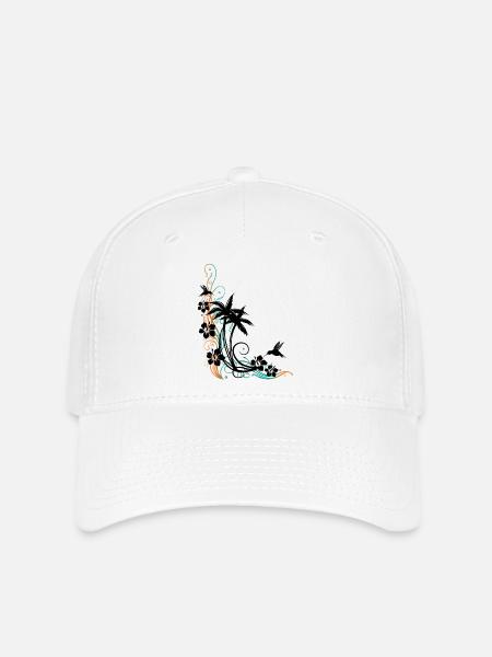 Palmen Hibiskus Kolibri Sommer - Flexfit Cap - Weiß