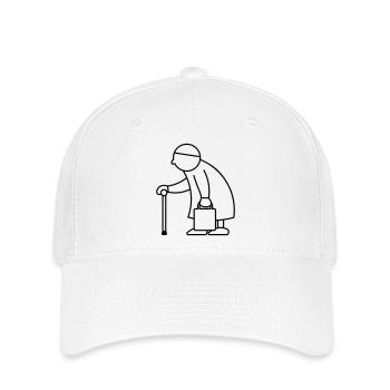 Alte Dame mit Einkaufstasche - Flexfit Cap - Weiß - Vorne