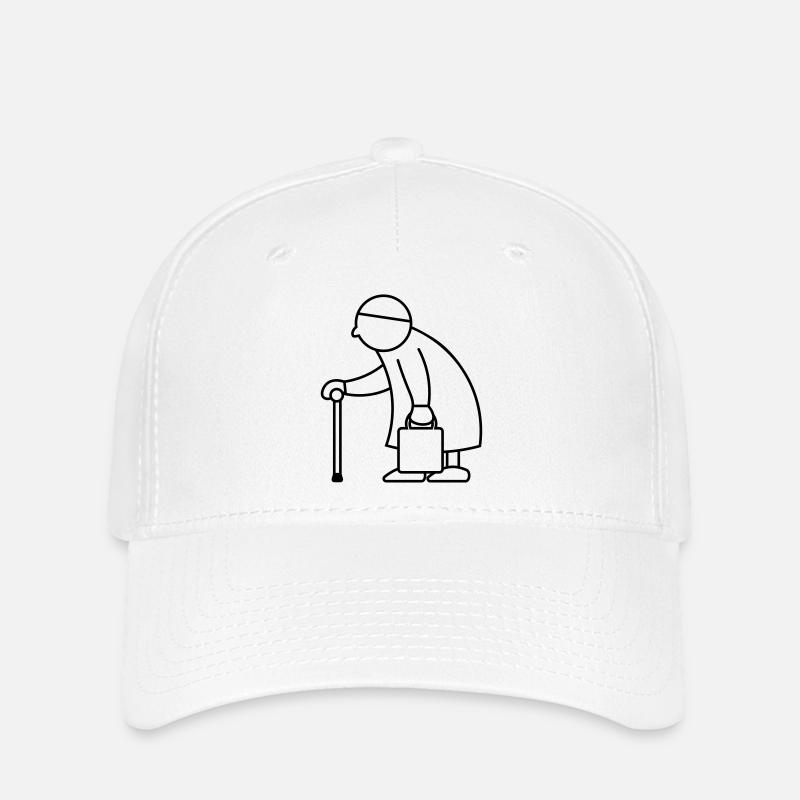 Alte Dame mit Einkaufstasche - Flexfit Cap - Weiß