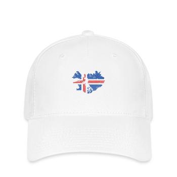Cheval islandais, drapeau islandais, contour de l'Islande - Casquette Flexfit - blanc - Devant