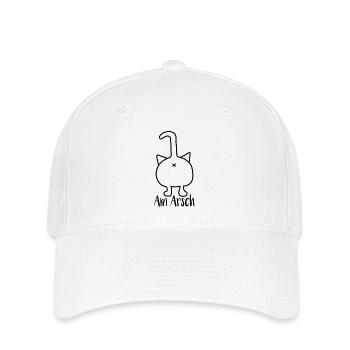 Katze von hinten - Flexfit Cap - Weiß - Vorne