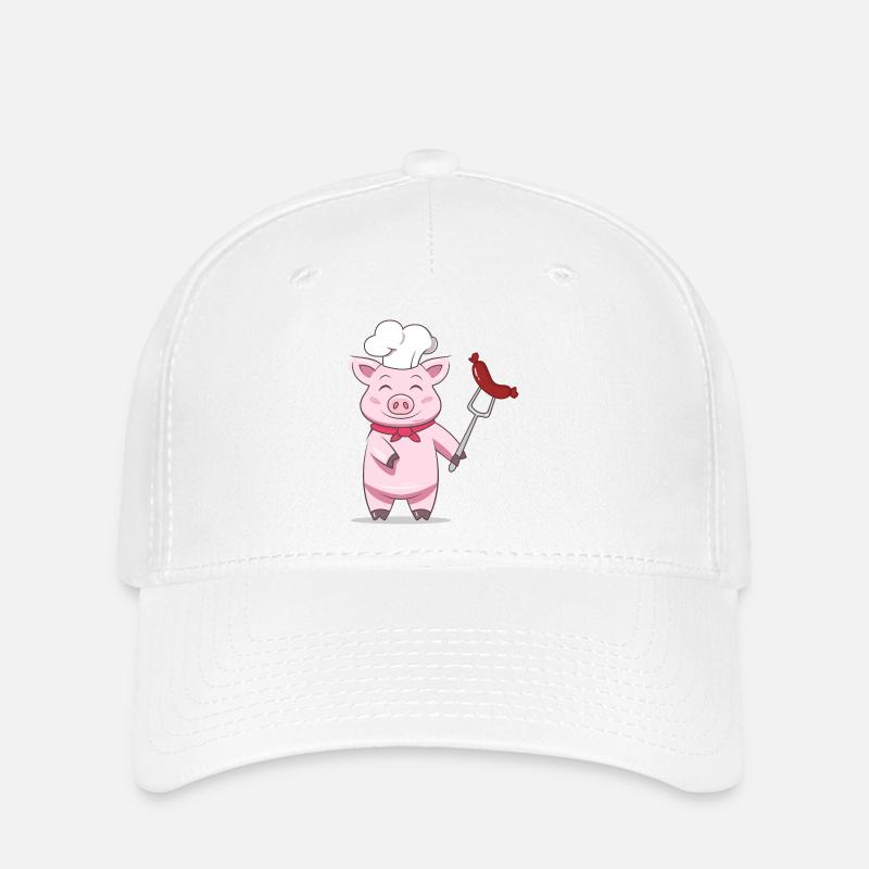 pork grill master with sausage - Flexfit Cap - white