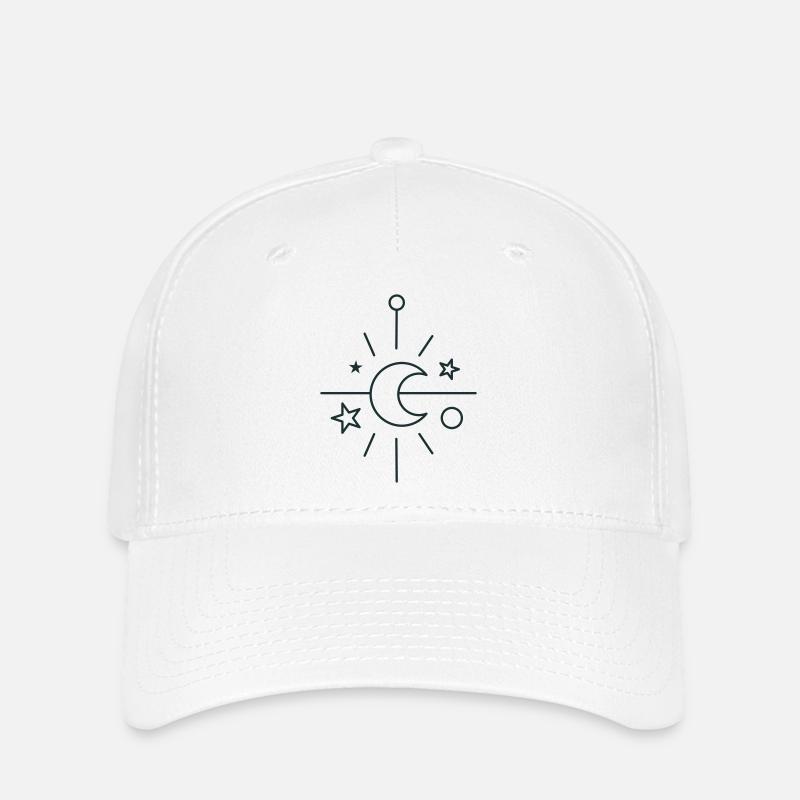 BOHO Croissant de lune central - Casquette Flexfit - blanc