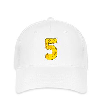 Zahl 5 Ziffer Käse - Flexfit Cap - Weiß - Vorne