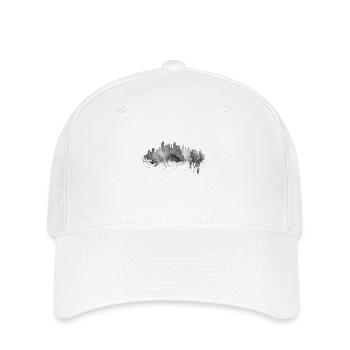 Skyline Gebäude Stadt Silhouette Umriss - Flexfit Cap - Weiß - Vorne