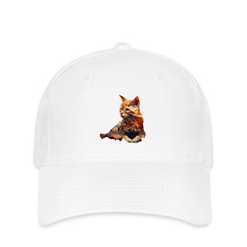 Cat Cats Kitten Polygon Cat - Flexfit Cap - white - Front