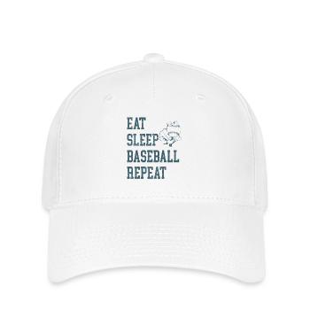 Eat Sleep Baseball Repeat Retro Sport - Flexfit Cap - white - Front