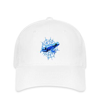 Pfeilgiftfrosch mit Spinnennetz, blauer Frosch - Flexfit Cap - Weiß - Vorne