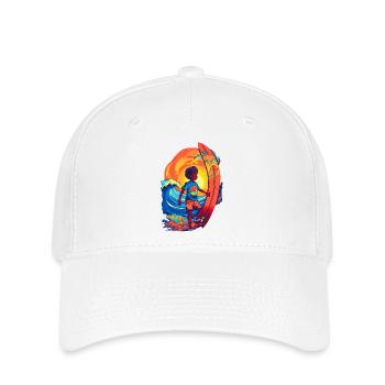Surfer with sunbeam motif - Flexfit Cap - white - Front