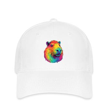 Capybara Low Rainbow Design - Flexfit Cap - Weiß - Vorne